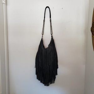Monserat De Lucca Black Leather Fringe Bag